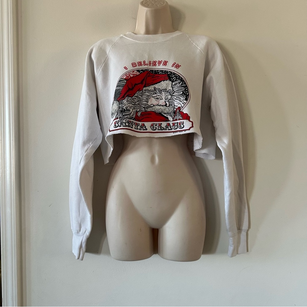 Vintage 1989 cropped I believe in Santa crewneck sweatshirt (binK4)